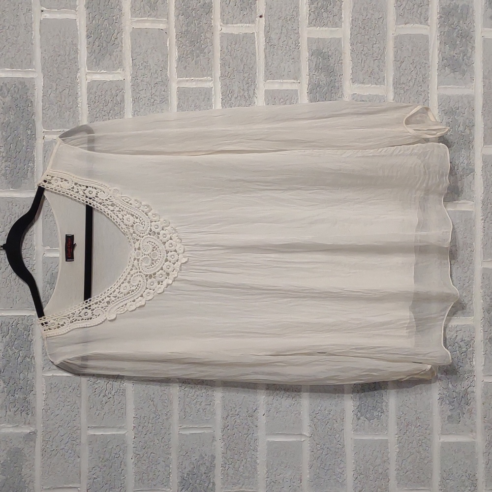 Carla Conti 100% Silk and Cotton Lace Lined Made in Italy Flowy Blouse Medium